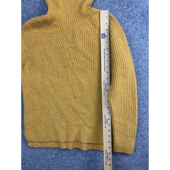 Madewell Sweater Womens Medium Mustard Ribbed Wool Blend Turtleneck Pullover - Picture 3 of 6